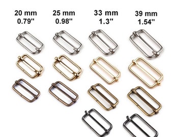 4 Webbing Adjuster Buckle for strap 20-25-33-39 mm / Nickel, brass, gold, black nickel