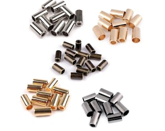 10 Cord End Tube Clasps 3.5mm and 5.5mm / black, gold, silver, blackened silver / cord stopper, cord finish, cord end