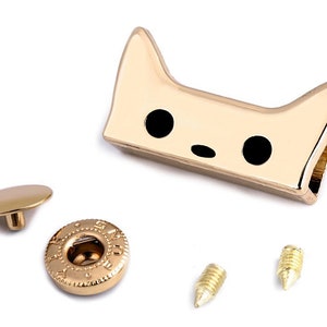 Decoratieve kattensluitingen voor tassen, metalen kattensluiting voor schoudertassen, schroefsluiting voor tassen, accessoire voor lederwaren, set van 2