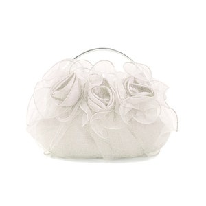 Small ivory or pink organza and satin purse bag, carried in the hand or across the body Ivoire