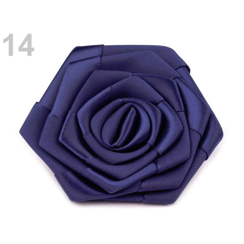 3 Satin Roses Ø70 mm / wedding corsage flower, wedding fabric flower, ribbon rosette flowers, flower decoration, fabric flower embellishment image 3