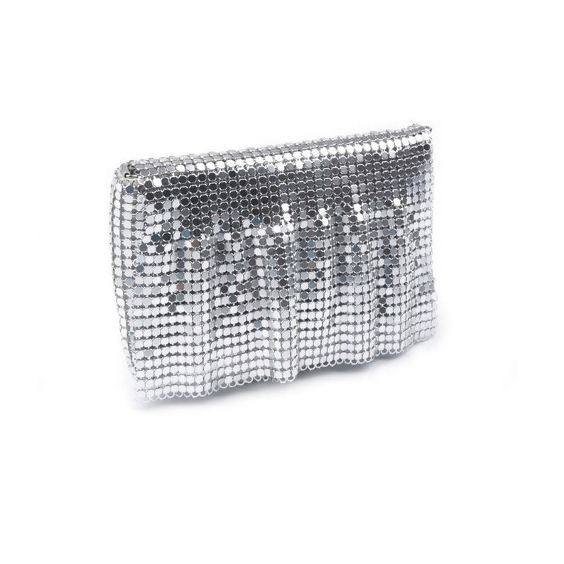 Sac pochette soiree en sequins argent zdjęcie 2