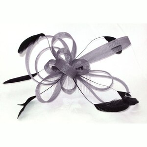 Accessoire de coiffure ou broche fleur en sisal et plumes, bibi, fascinateur zdjęcie 4