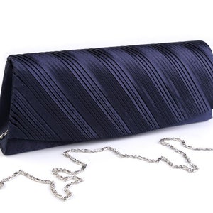 Satin clutch bag with shoulder chain, satin ceremony clutch white black navy blue ivory