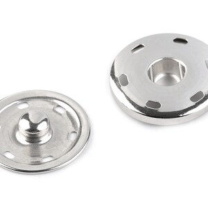 4 large metal snap buttons 30 mm to sew on Silver