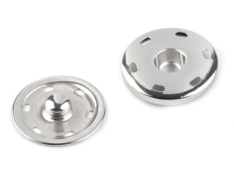 4 large metal snap buttons 30 mm to sew on Silver