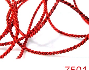 Red 5mm Twisted Rayon Satin Rope Silk Braid Cord 3 Ply Twist 1