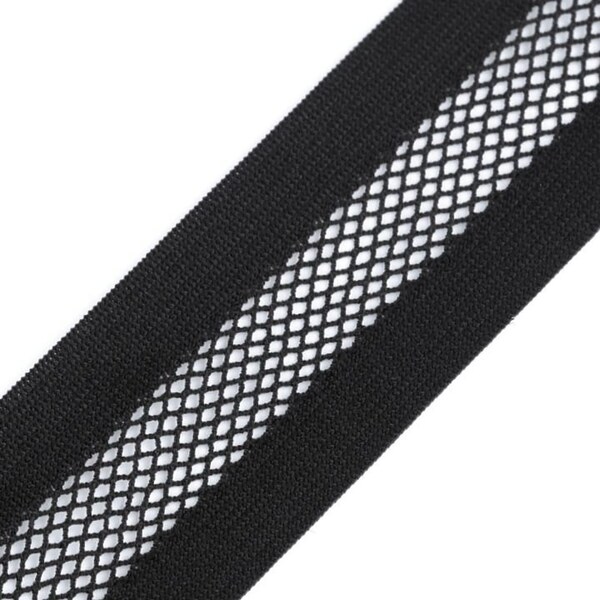 Elastique résille latex noire 32mm / Ruban décoratif pour vêtements, élastique large décoratif, filet décoratif, grille tissu