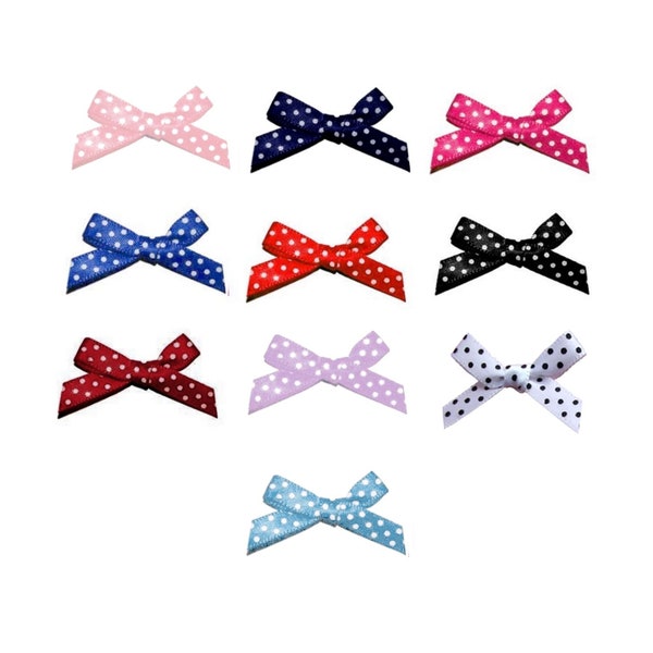 25/50 mini polka dot bows / Many colors / polka dot ribbon bows, baby bows, bows for children, Petit Bateau mini bows