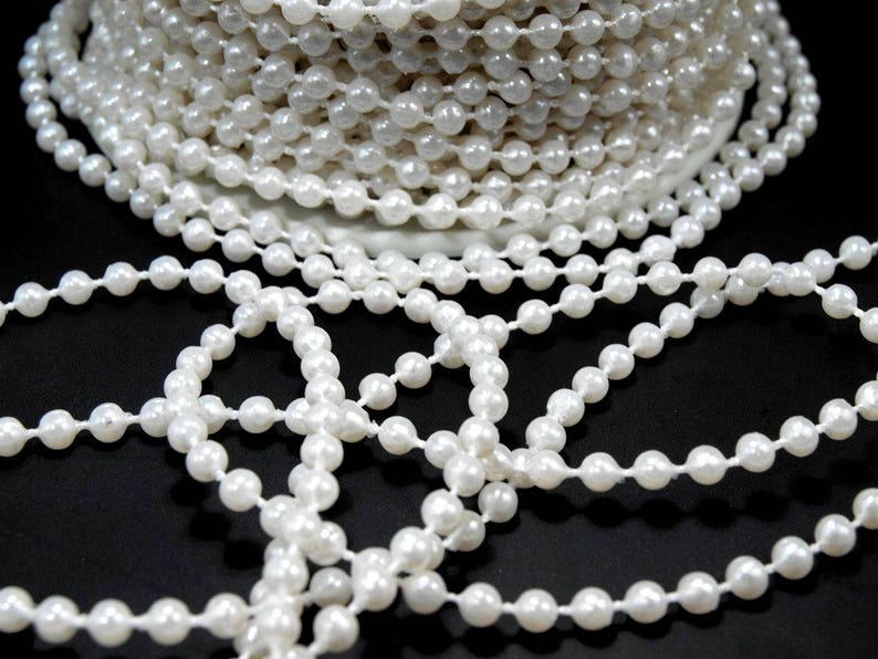Ghirlanda di perle 3M 4mm / Molti colori / filo di perle per decorazione di matrimoni, decorazioni da tavola o albero di Natale immagine 2