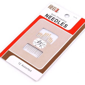 May include: A pack of 12 assorted self-threading needles from Regal Needles. The pack is red and white with the text "Regal Self-Threading Needles" and "12 Assorted".