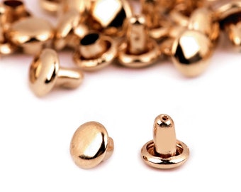 100 rivets ronds plats métal / 5 ou 10 mm / argent noir bronze or rose/ fixation pour sac ceinture maroquinerie, rivets métal