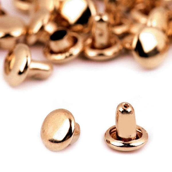 100 rivets ronds plats métal / 5 ou 10 mm / argent noir bronze or rose/ fixation pour sac ceinture maroquinerie, rivets métal