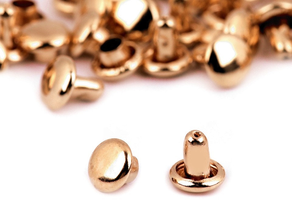 100 round metal flat rivets / 5 or 10 mm / silver black bronze / bag fixation leather goods, metal rivets