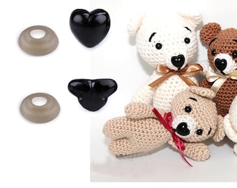 10 Nez museaux en plastique avec sécurité / Museau pour création de jouets, animal, marionnettes, poupées, ours en peluche, chien, chat