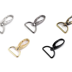 2 Metal Snap Swivel Hook 10-20-25mm / brass, gold, silver / metal hooks for strap, carabiner hook, carabiner keychain, carabiner clasp