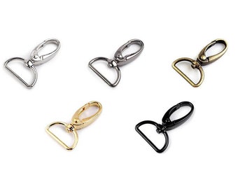 2 Metal Snap Swivel Hook 10-20-25mm / brass, gold, silver / metal hooks for strap, carabiner hook, carabiner keychain, carabiner clasp