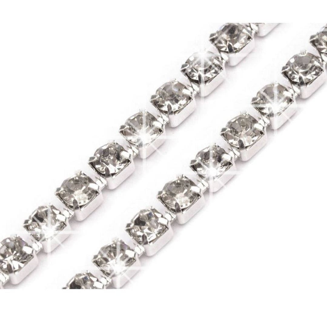Rhinestone Chain Trim 3mm / Many Colors / Chain Diamonds Band, Crystals