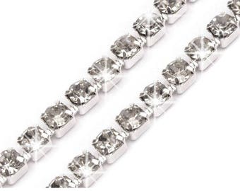 Kristallkette 3mm / viele Farben / Kette Diamanten Band, Kristalle enchassés in Linie, Strass Kristall Strasssteine