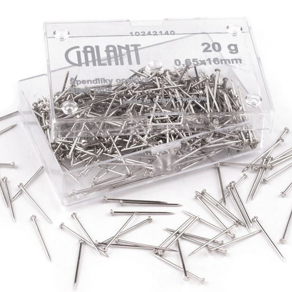 Metal Straight Head Pins 16mm / straight headpins for sewing, ball end head pins, silver head pins, short head pins, flat head pins