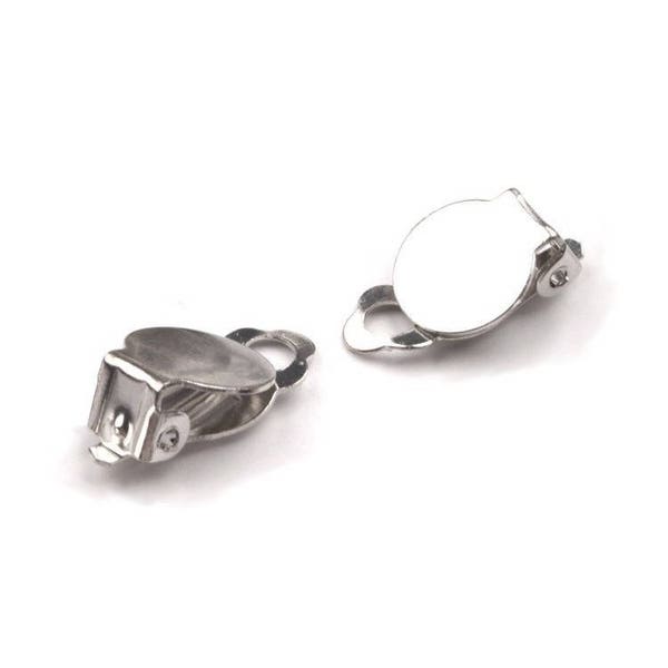 5 paires Clips boucles d'oreilles rond 10mm / argent, bronze, cuivre / base pour boucles oreilles, boucles d'oreilles à décorer