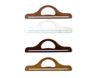 2 handles of long bag for A4 format / plastic resin brown transparent wood / creation of bags handbag tote bag wallet