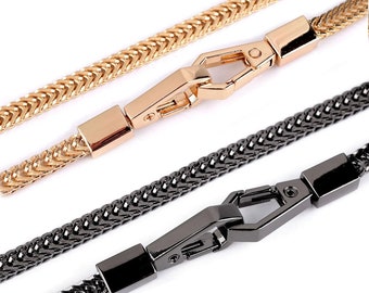 Bag handle chain with snap hooks 120 cm, rose gold or blackened silver