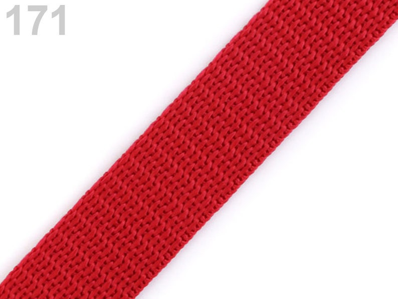 Polypropylene webbing tape 20m, Nylon webbing strap, dog collar or leash webbing, handle webbing, bag webbing 171 red