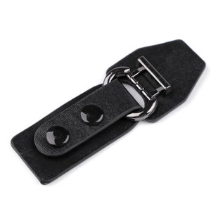 Black Eco Leather Fastening / leatherette fastener, buckle closure for clothing or leather goods 1 set