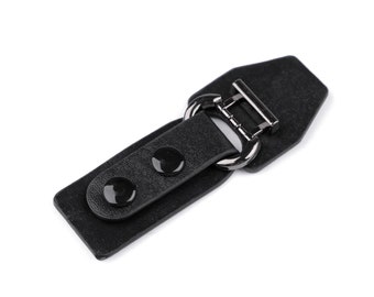 Black Eco Leather Fastening / leatherette fastener, buckle closure for clothing or leather goods