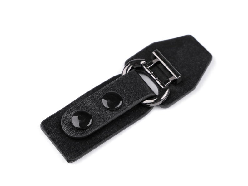 Black Eco Leather Fastening / leatherette fastener, buckle closure for clothing or leather goods 1 set