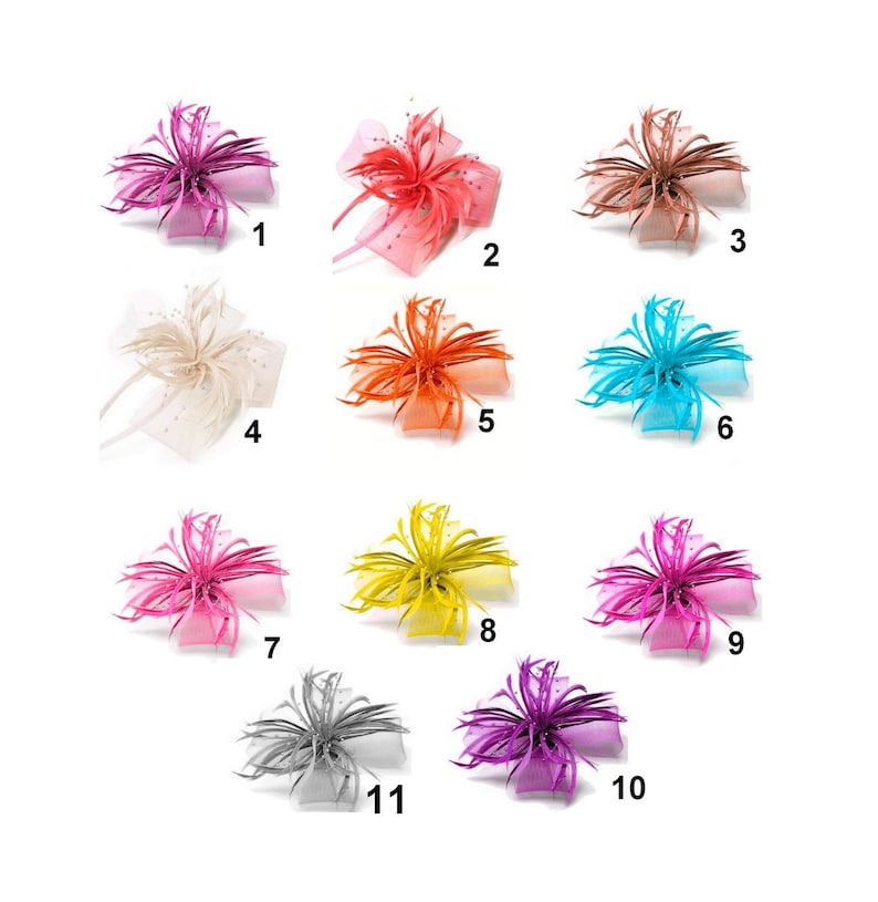 Accessoire de coiffure ou broche fleur en sisal et plumes, bibi, fascinateur zdjęcie 2