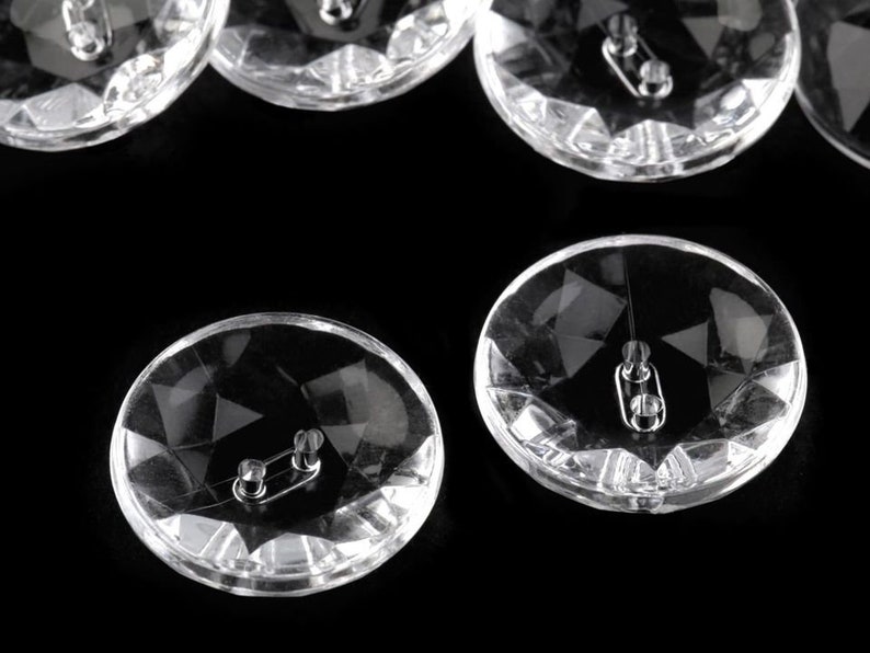 10 boutons ronds transparents incurvés 15 ou 25 mm, boutons cristal à facettes image 1