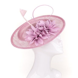Wedding fascinator pink, gray, anise green flower / Wedding hat, wedding hairstyle accessory image 5