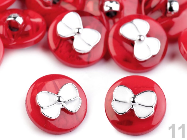 10 boutons avec noeud 18mm / Nombreux coloris / Boutons marbrés en plastique, boucle au dos, motif noeud image 6