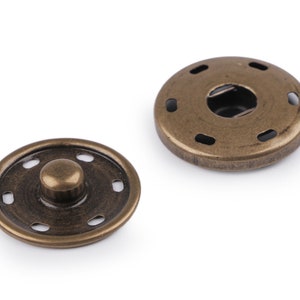 4 large metal snap buttons 30 mm to sew on Bronze