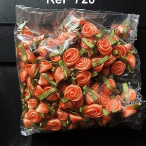 Mini Roses and Leaves in Satin Ribbon 12mm / Many Colors / Satin ...