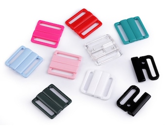 25 mm plastic bikini clasps, closing hooks for swimsuits or lingerie