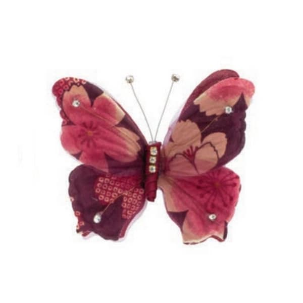 Papillon soie et satin japonais et cristal / Broche ou accessoire coiffure