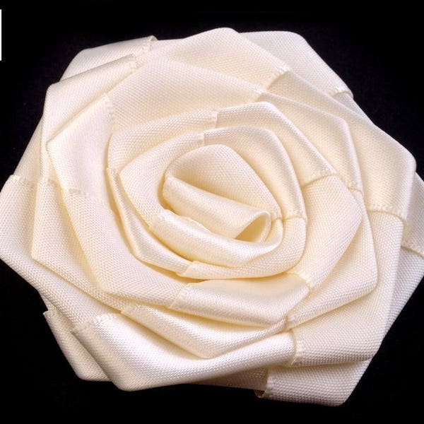 3 Roses en satin 70mm / Nombreux coloris / Fleurs en ruban de satin, petites roses tissu décoration mariage, appliqués fleurs