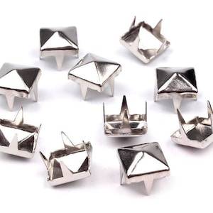 50 ramponi forma piramide 7mm / nero, oro, borchie quadrate argento / borchie per personalizzazione, decorazione rock punk