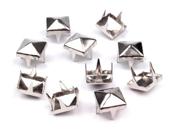 Clous à griffes pyramide métal 7 mm ou 12 mm – lot de 50 studs carrés pour cuir tissu customisation rock punk