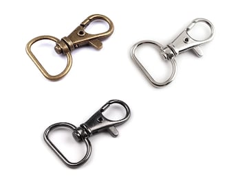 2 swivel metal carabiners for strap 18mm / silver, bronze, black / metal fastener, twist hook, key ring