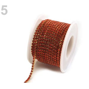 Kristallkette 3mm / viele Farben / Kette Diamanten Band, Kristalle enchassés in Linie, Strass Kristall Strasssteine Rouge/or