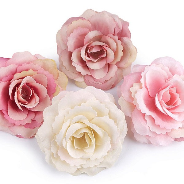 Fabric rose 80 mm, artificial flowers for flower crowns, ikebana, floral arrangement