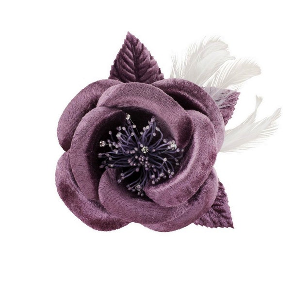 Grosse fleur tissu 11cm mauve violet, broche ou accessoire pour coiffure