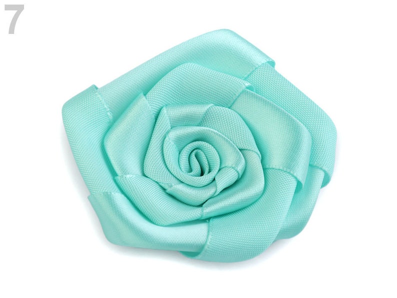 3 Satin Roses Ø70 mm / wedding corsage flower, wedding fabric flower, ribbon rosette flowers, flower decoration, fabric flower embellishment image 8