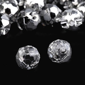 Silver faceted transparent crystal buttons Ø10 mm image 3