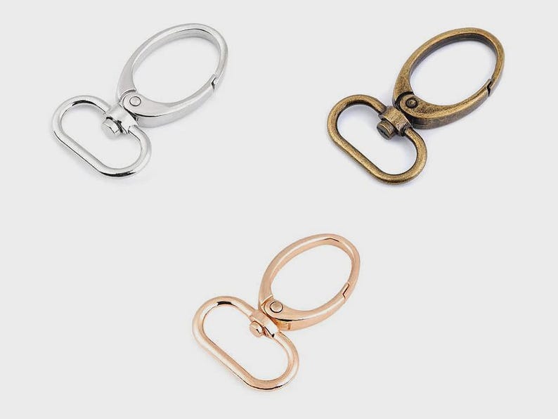 2 swivel hooks / silver, bronze, gold, black / hook fastener clips keychain hanging clasps metal image 2