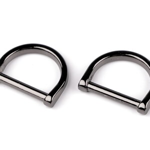 4 metal stirrup loops 25mm, half ring loops D shape Argent noirci